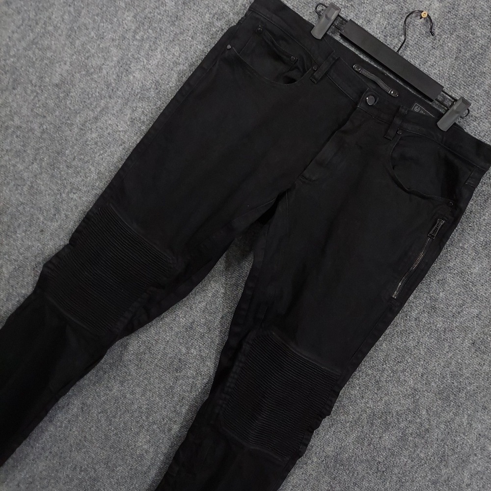 Belstaff Jeans Mens 36x29 Black Dark Wash Regular Tapered Biker Moto Denim Pants